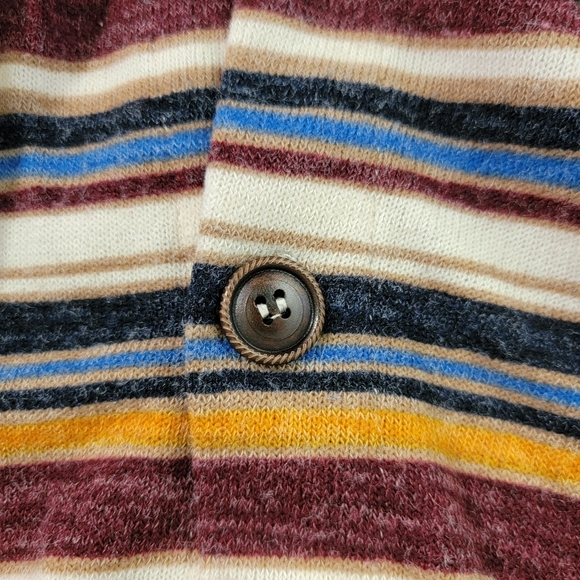 Doe And Rae Striped Multicolor Hooded Button Up Cardigan Elbow Patches Medium - Picture 3 of 11